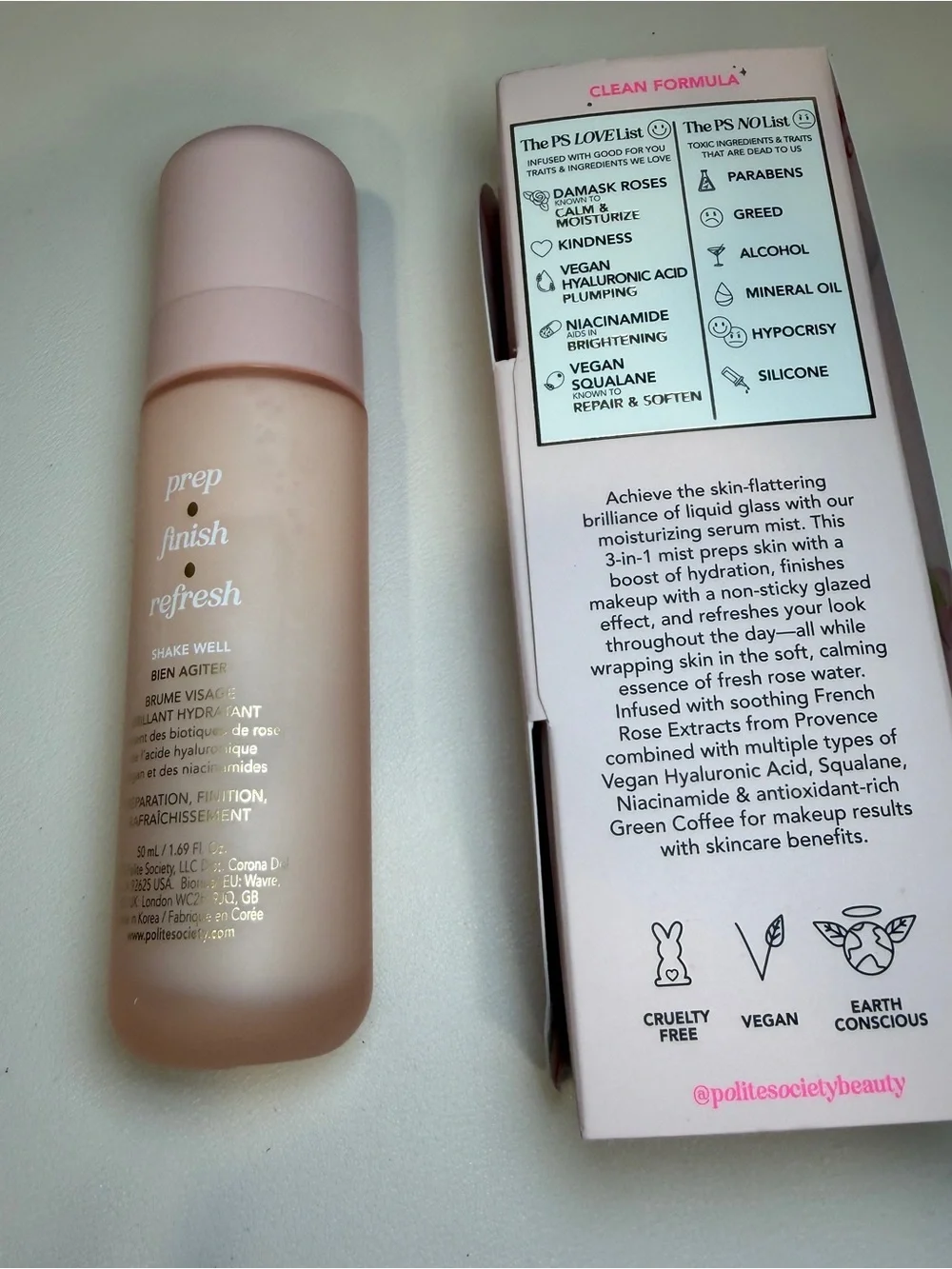Polite Society French Rose Milk Moisturizing Glaze Mist 50ml